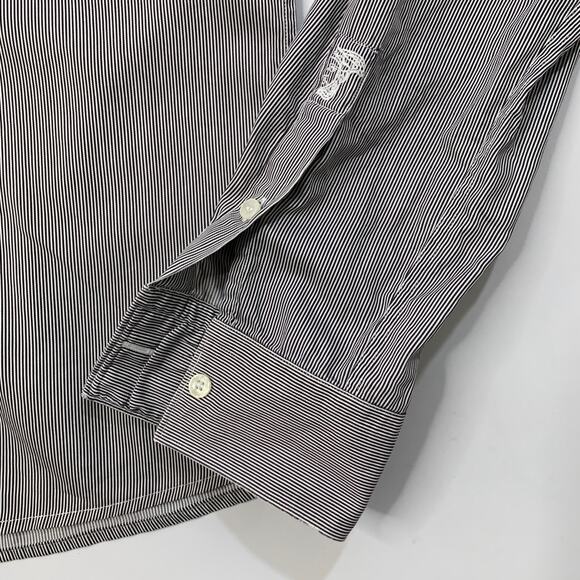 Versace Shirt Mens 17.5 Trend Collection Black White Striped Button Up Dress - Picture 3 of 12